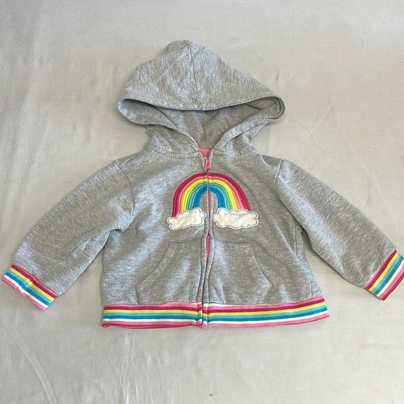Hatley Gray and Red Hoodie with Rainbow Graphic - Picture 1 of 5